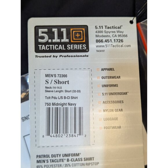 5.11 Tactical Patrol Duty Uniform B-Class Shirt Size S - Picture 10 of 10